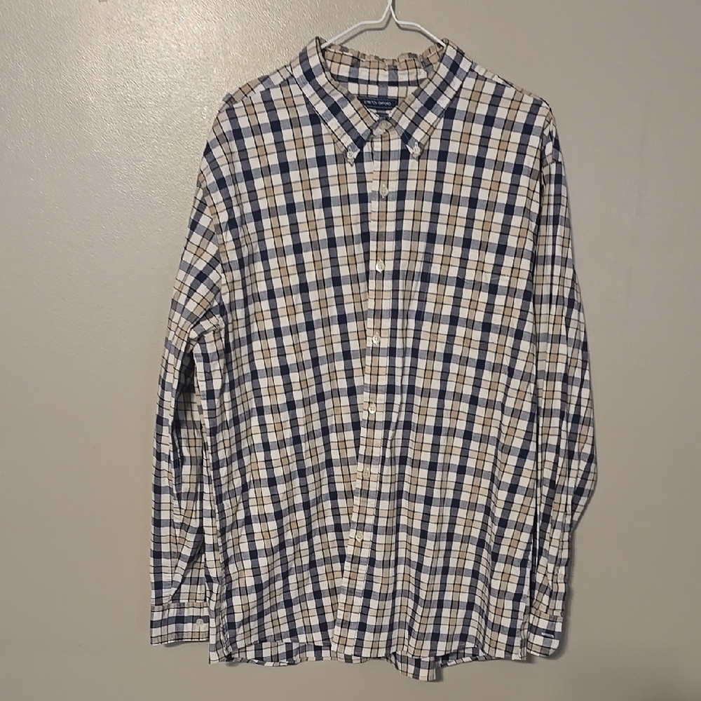 Saddlebred Button‎ Down Longsleeve Plaid Shirt Brown/Blue Mens Size XXL
